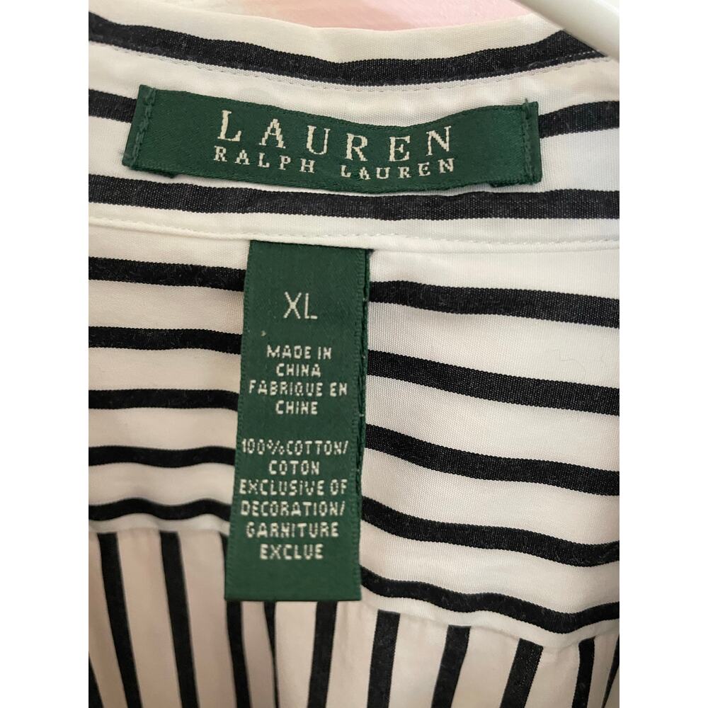 Lauren Ralph Lauren Striped Button Shirt XL Crest Logo Cotton Preppy - Picture 6 of 8